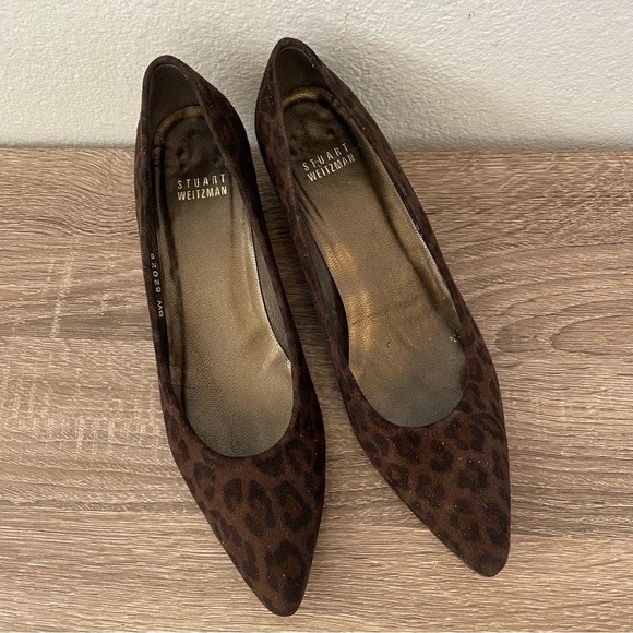 Stuart Weitzman Vintage Cheetah Print Suede Wedges, Size 6.5 - Picture 2 of 7